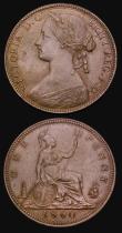 London Coins : A194 : Lot 1444 : Penny 1860 Freeman 10 dies 2+D (2) both EF