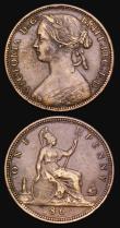 London Coins : A194 : Lot 1446 : Penny 1860 Freeman 16 dies 5+D VF Freeman 13 dies 3+D but with very little trace of the L.C.W both V...