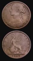 London Coins : A194 : Lot 1458 : Penny 1869 and 1871 the key dates both approaching Fine