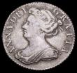 London Coins : A194 : Lot 1593 : Sixpence 1707 Plain reverse ESC 1587, Bull 1453 approaching VF with an even tone and light adjustmen...