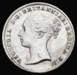 London Coins : A194 : Lot 1735 : Threepence 1843 as ESC 2053, Bull 3369 with 3 over lower 3 in date, Bright GEF with a striking fault...