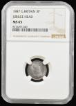 London Coins : A194 : Lot 1744 : Threepence 1887 Jubilee Head NGC MS65 desirable thus